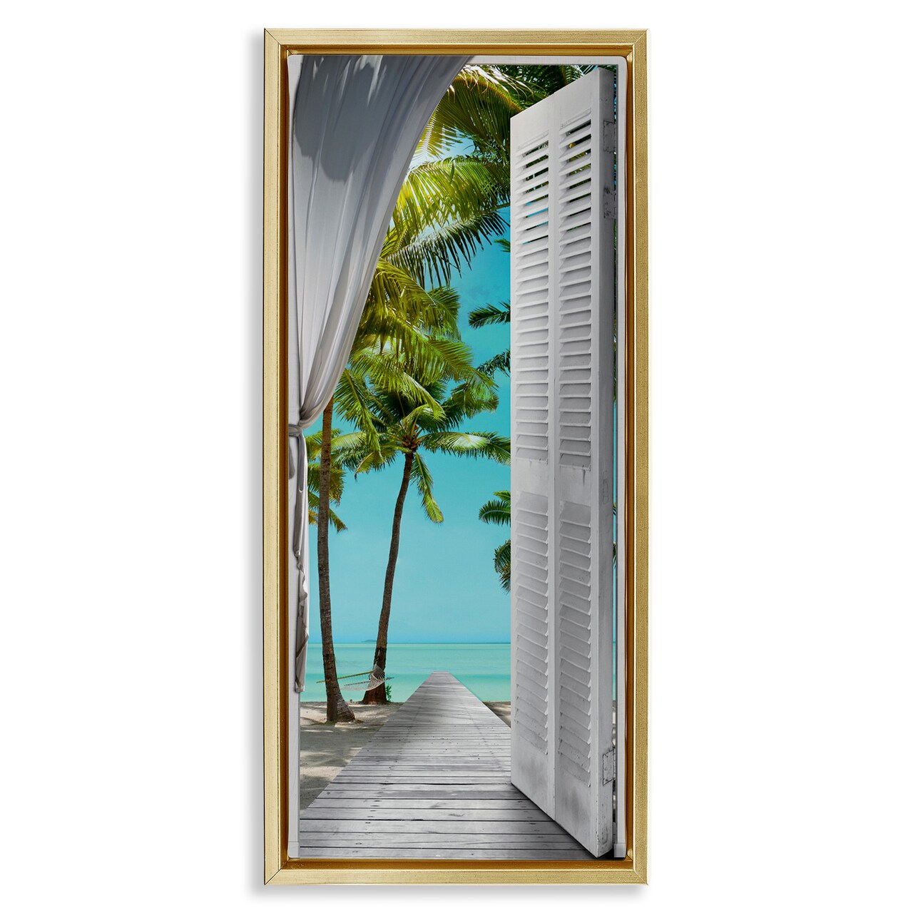 Stupell Industries Tropical Beach Villa View Framed Floater Canvas Wall Art Design by Reinders